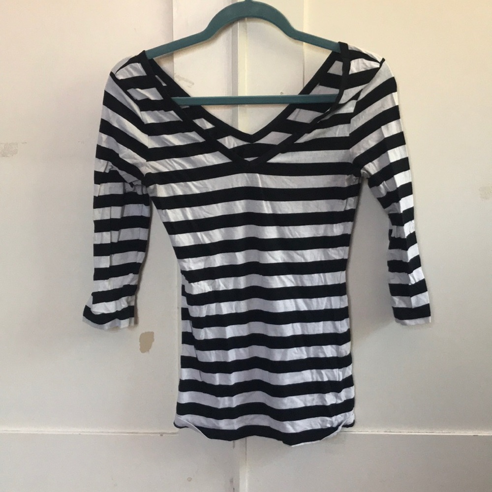 Black and white striped tight top
